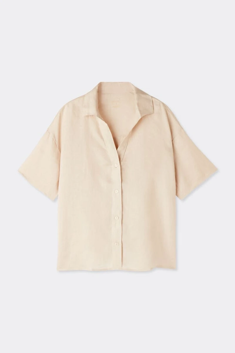 The Pure Linen Short Sleeve Shirt Fabric