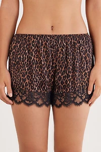 Sensual Attitude Animal Print Viscose Satin Shorts