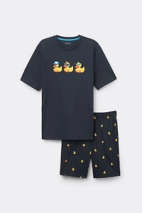 Duck Print Short Cotton Pajamas