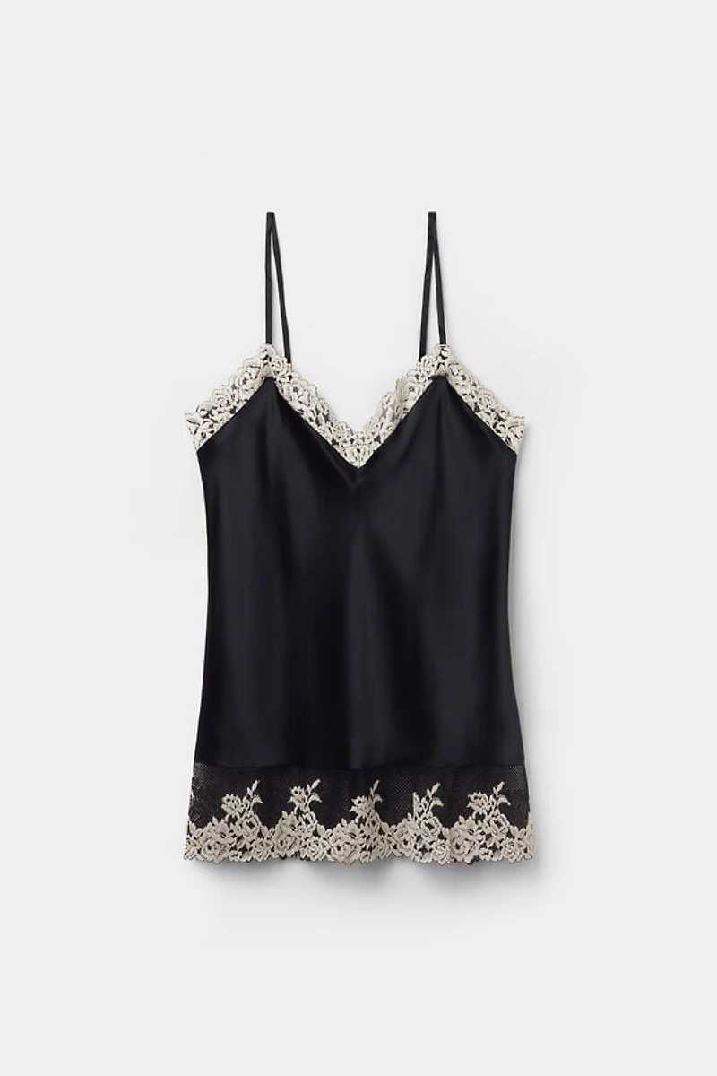 Pretty Flowers Thin Strap Silk Tank Top