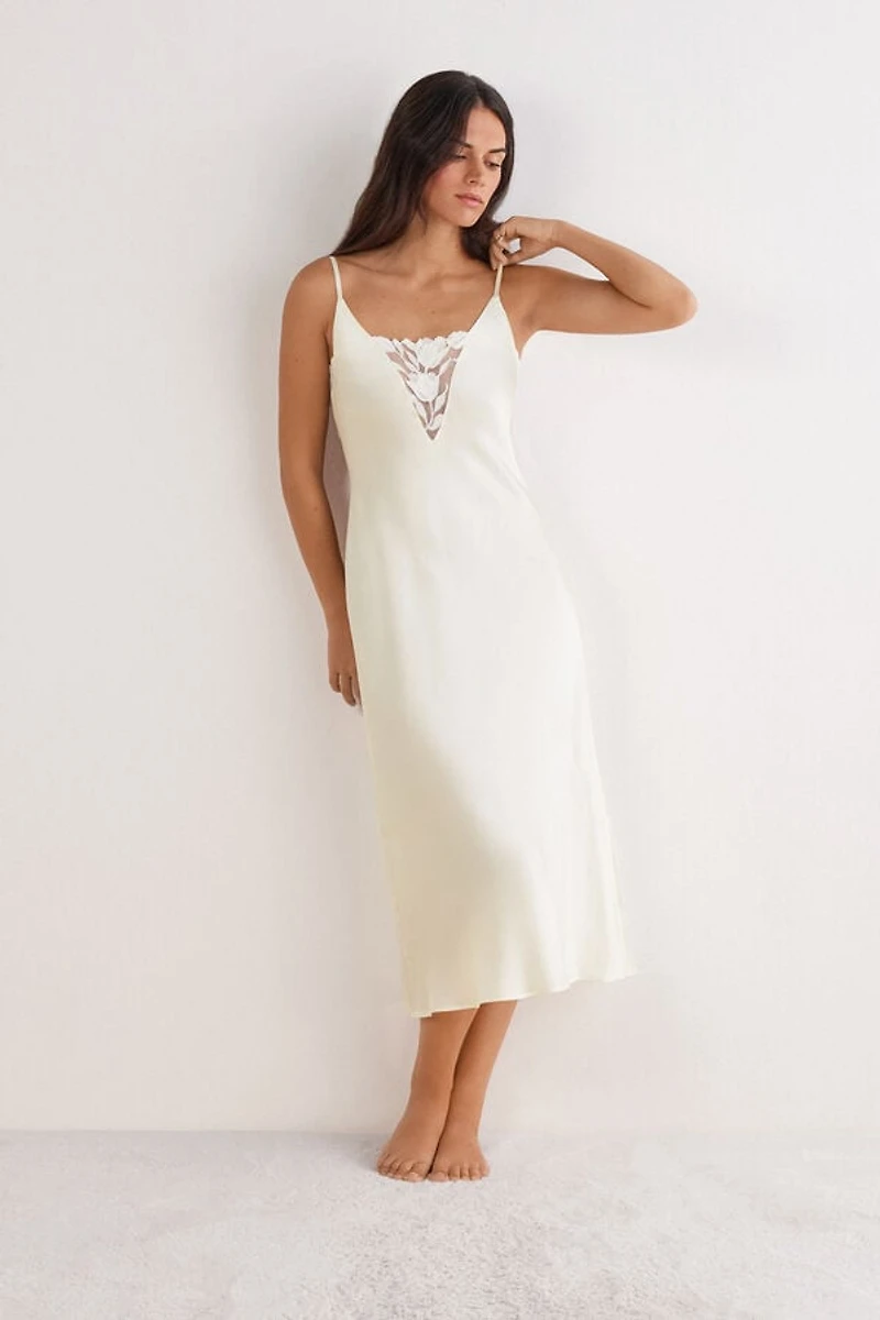 All About Flowers Long Silk Nightgown