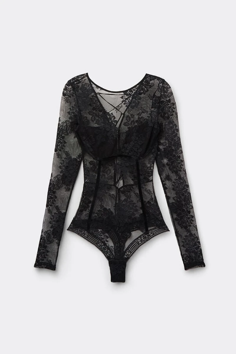 La Femme Fatale Long Sleeve Bodysuit Lace
