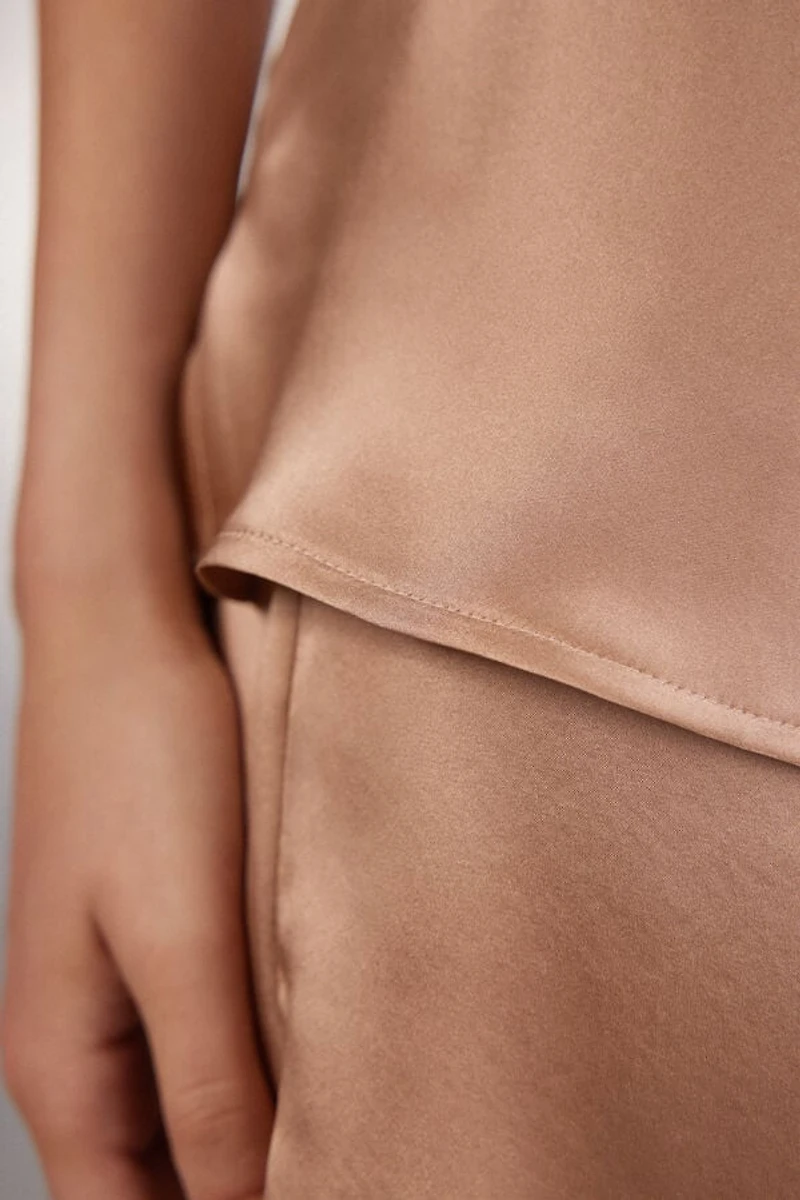 Silk Satin Top with V-neckline