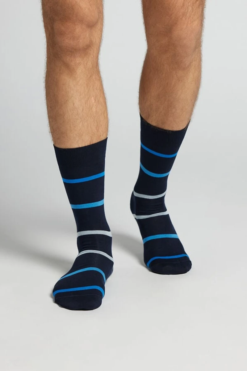 Patterned Lisle Cotton Crew Socks