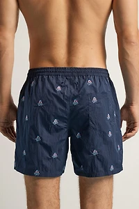 Embroidered Octopus Swim Trunks
