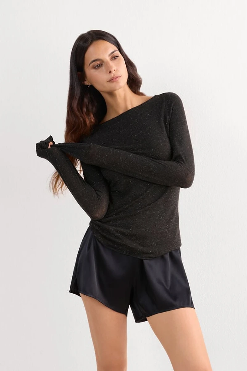 Crewneck Top Modal Light with Cashmere Lamé