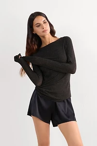 Crewneck Top Modal Light with Cashmere Lamé
