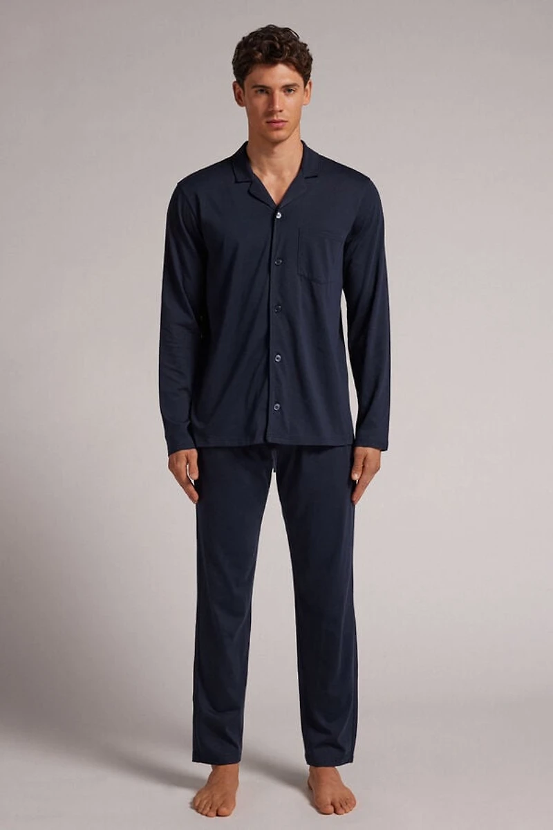 Button Front Full Length Pajamas Superior Cotton