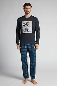 Ski Bear Print Full Length Cotton Pajamas