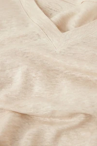The Pure Linen Short Sleeve V-Neck Top