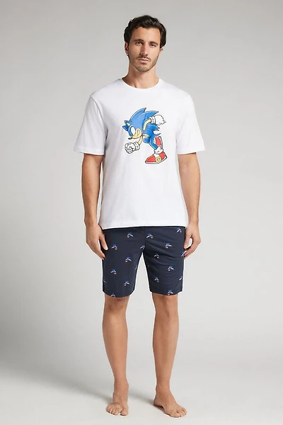 Sonic Print Short Cotton Pajamas