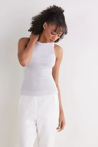 Ribbed Cotton Lamé Tank Top