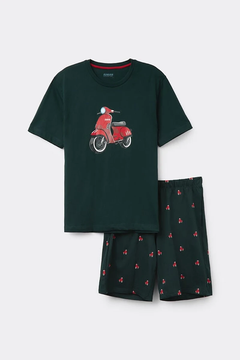 Scooter Print Short Cotton Pajamas