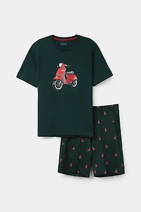 Scooter Print Short Cotton Pajamas