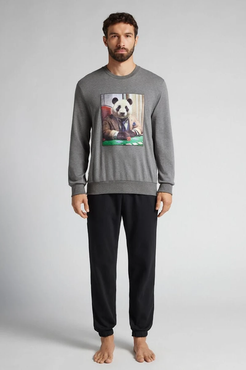 Panda Print Full Length Cotton Pajamas