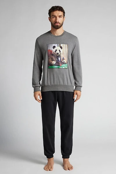 Panda Print Full Length Cotton Pajamas