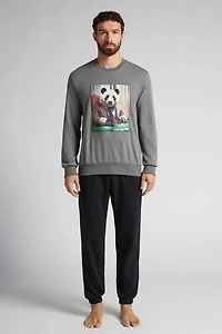 Panda Print Full Length Cotton Pajamas