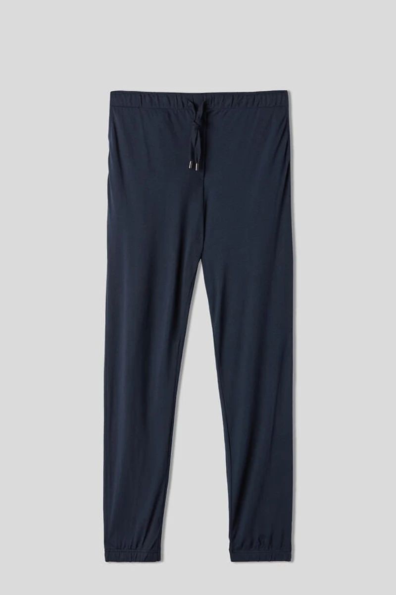 Modal and Silk Piqué Full Length Pants