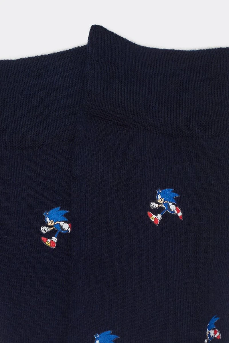Sonic Print Cotton Crew Socks