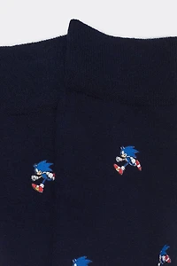 Sonic Print Cotton Crew Socks