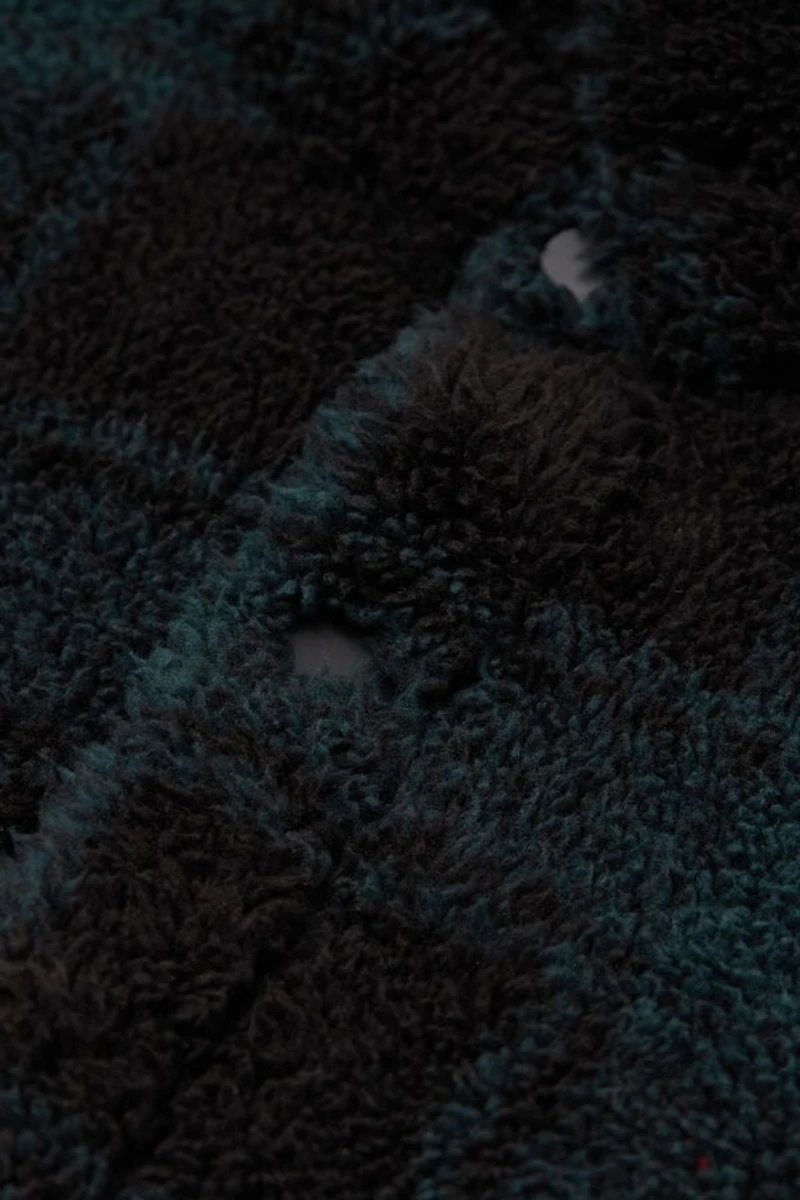 Black and Green Check Polar Fleece Overshirt