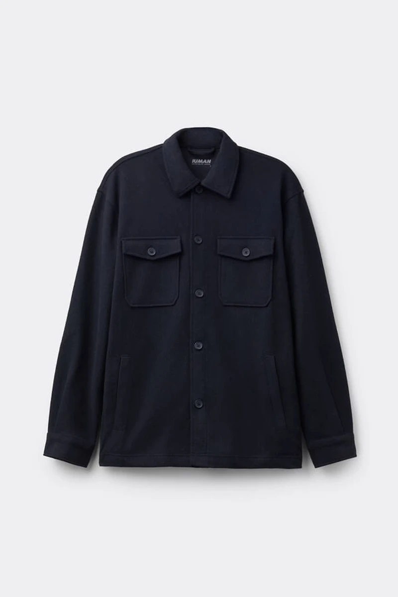 Cloth Fabric Buttoned Overshirt Jacket