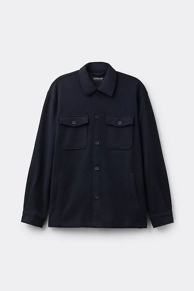 Cloth Fabric Buttoned Overshirt Jacket