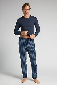 Full Length Pants Striped Cotton