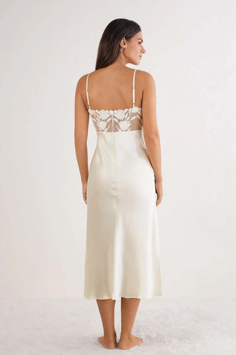 All About Flowers Long Silk Nightgown