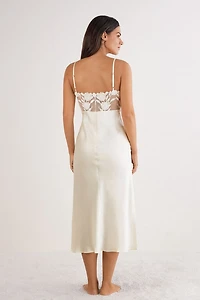 All About Flowers Long Silk Nightgown