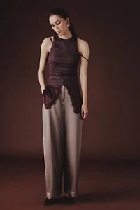 Ribbed Cotton Lamé Tank Top