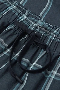 Full Length Pants Denim Check Print Cloth