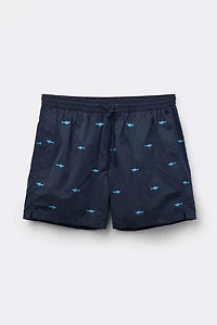 Embroidered Shark Swim Trunks