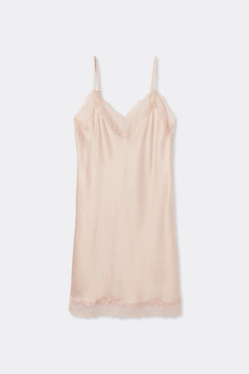 Silk Slip with Lace Insert Detail
