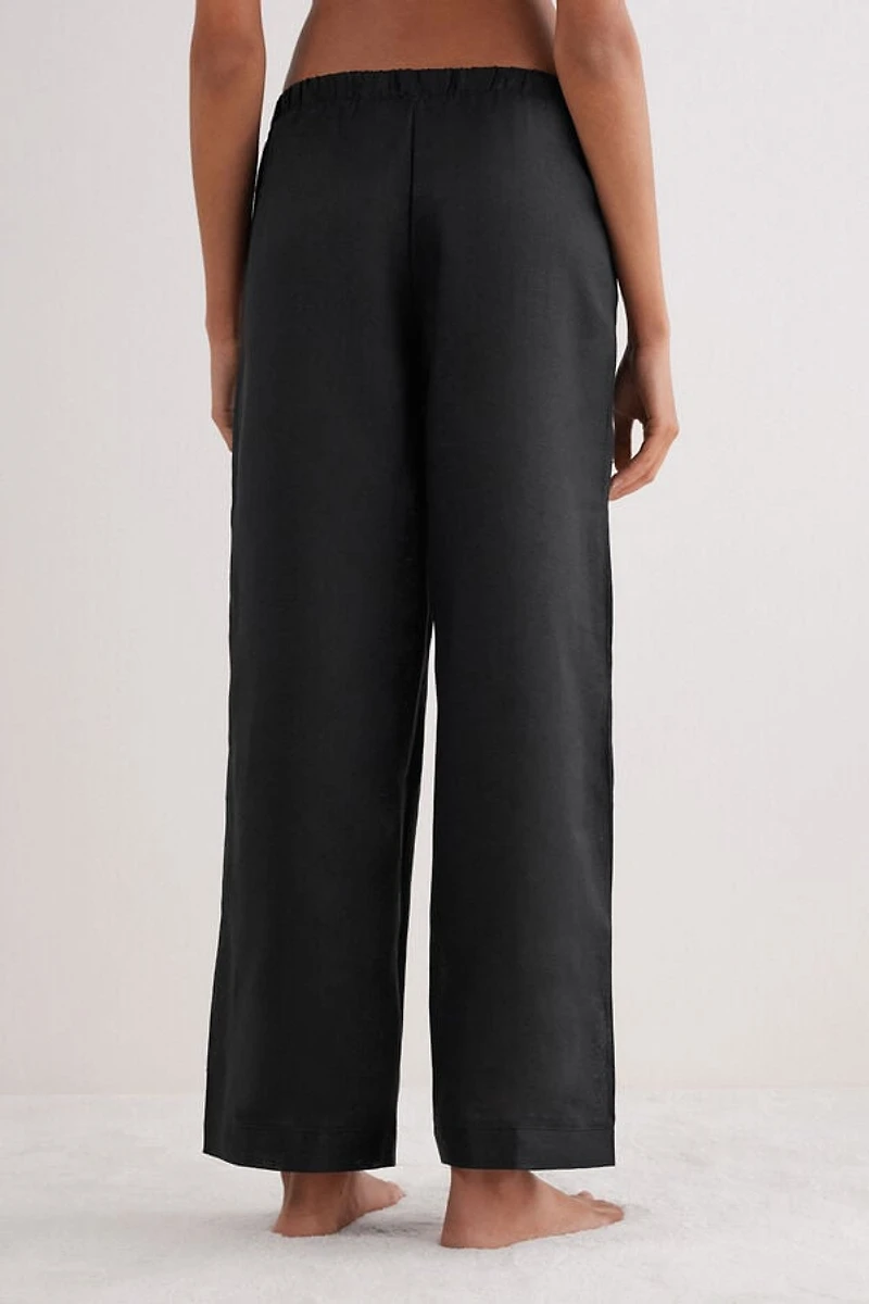 The Pure Linen Full Length Drawstring Pants Fabric