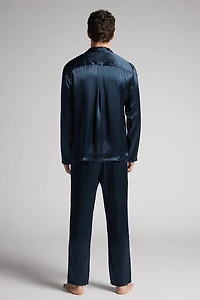 Striped Silk Full Length Pajamas