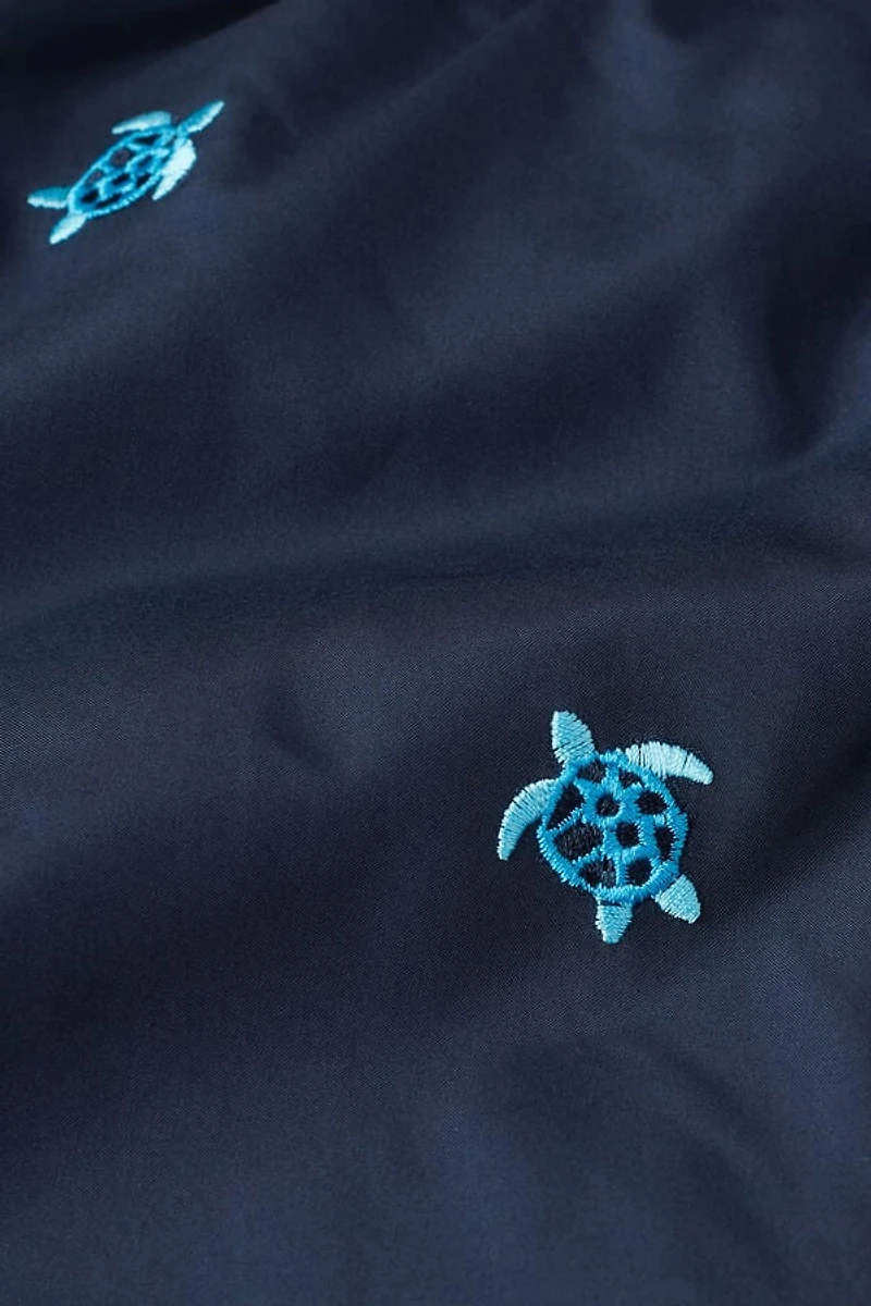 Embroidered Turtle Swim Trunks