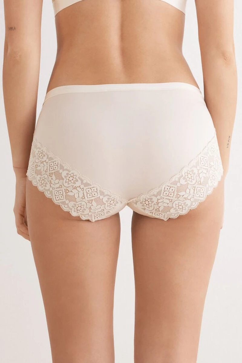Microfiber and Lace High Rise Panties