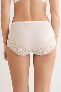 Microfiber and Lace High Rise Panties