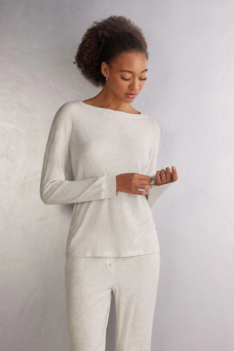 Comfort Chic Bateau Neck Long Sleeve Modal Top