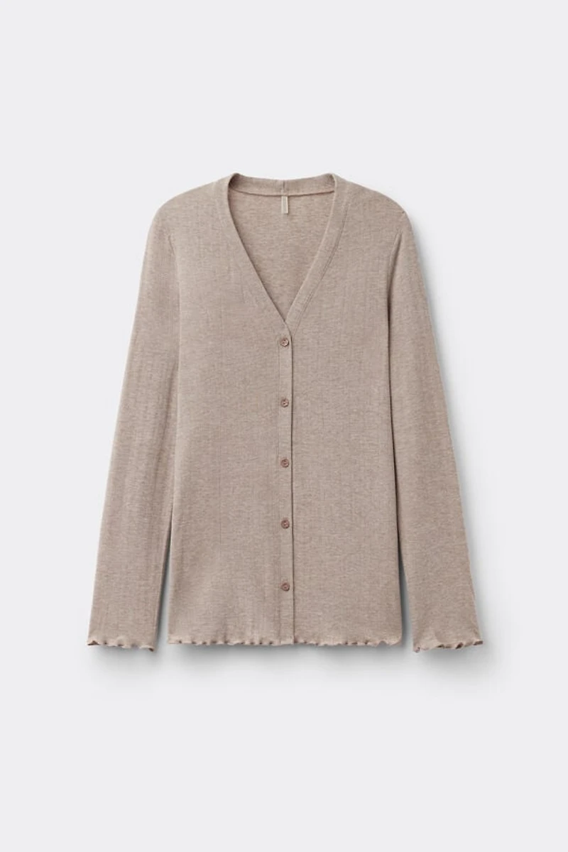 Luxyury Softness Button Up Modal Top with Cashmere