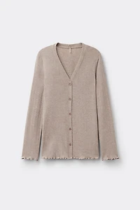 Luxyury Softness Button Up Modal Top with Cashmere