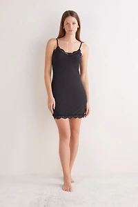 Your Everyday Wear Ribbed Nightgown with Lace