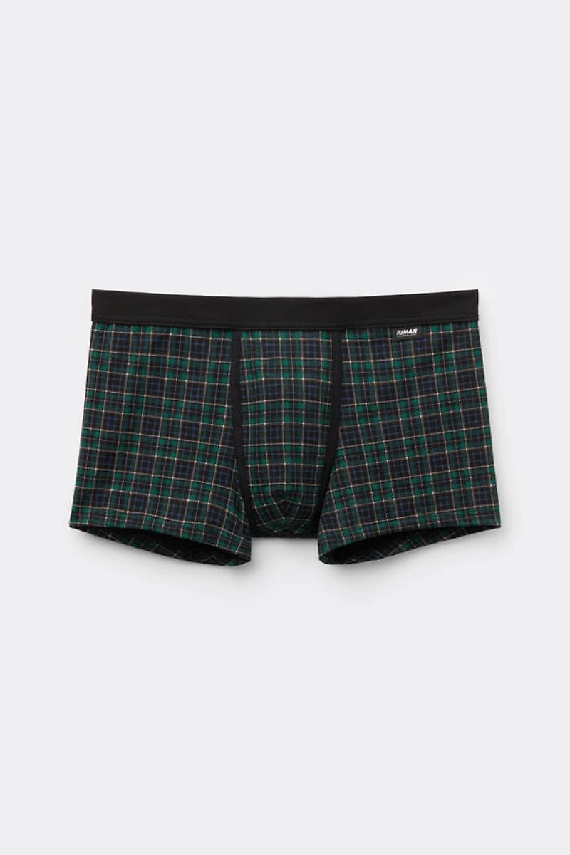 Blue/Green Check Print Superior Cotton Boxers