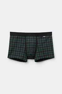 Blue/Green Check Print Superior Cotton Boxers