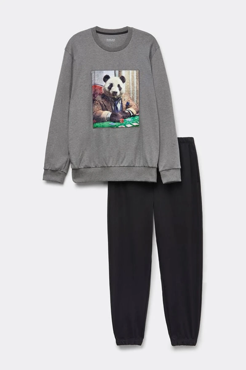 Panda Print Full Length Cotton Pajamas