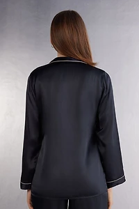 Mannish-Cut Jacket Silk Satin