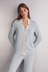 Cold Winter Night Button Up Top Modal with Wool