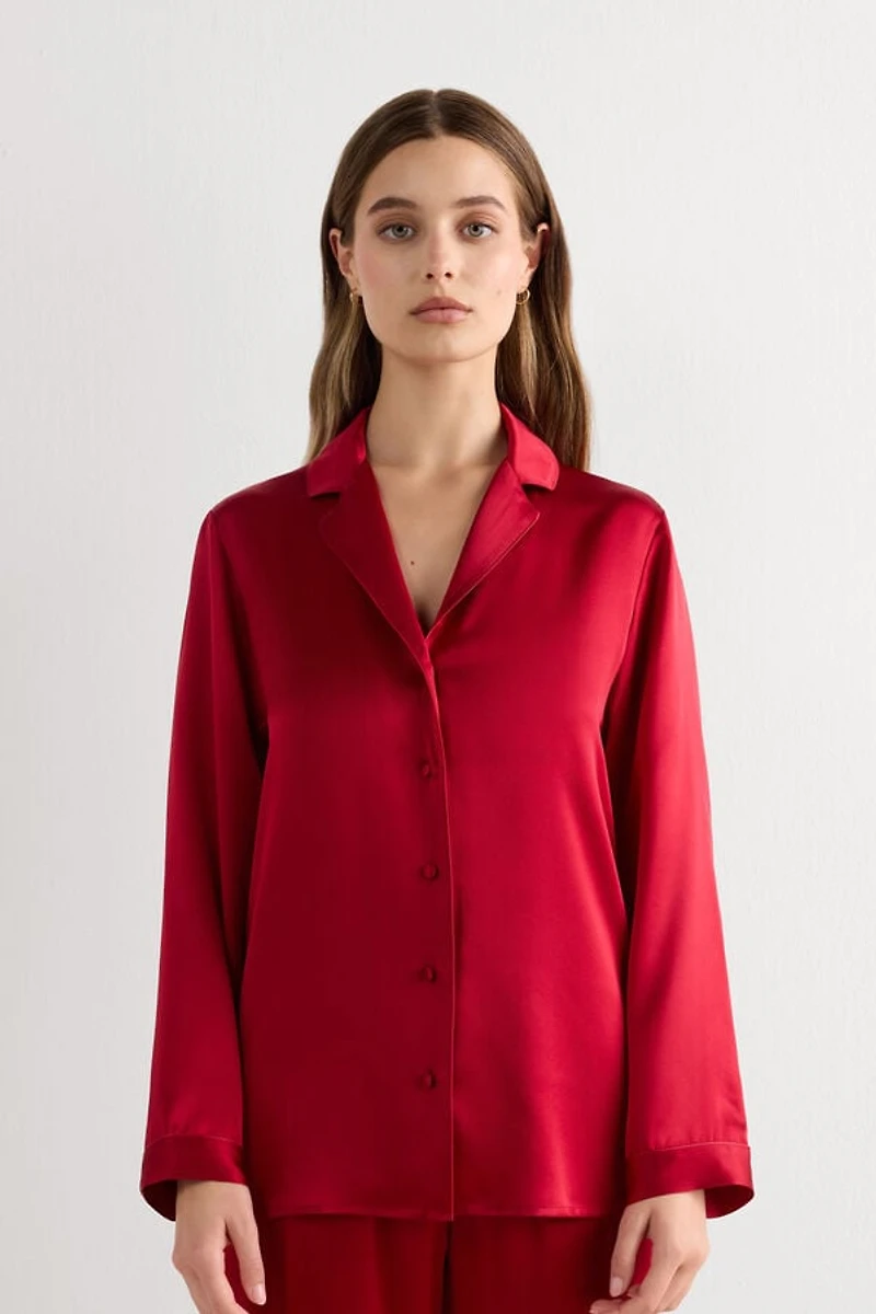Mannish-Cut Jacket Silk Satin