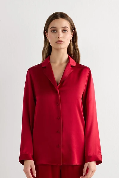 Mannish-Cut Jacket Silk Satin